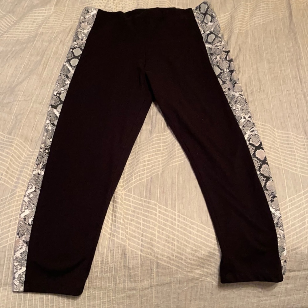 Black Victoria Secret Capris with Snakeskin Detail